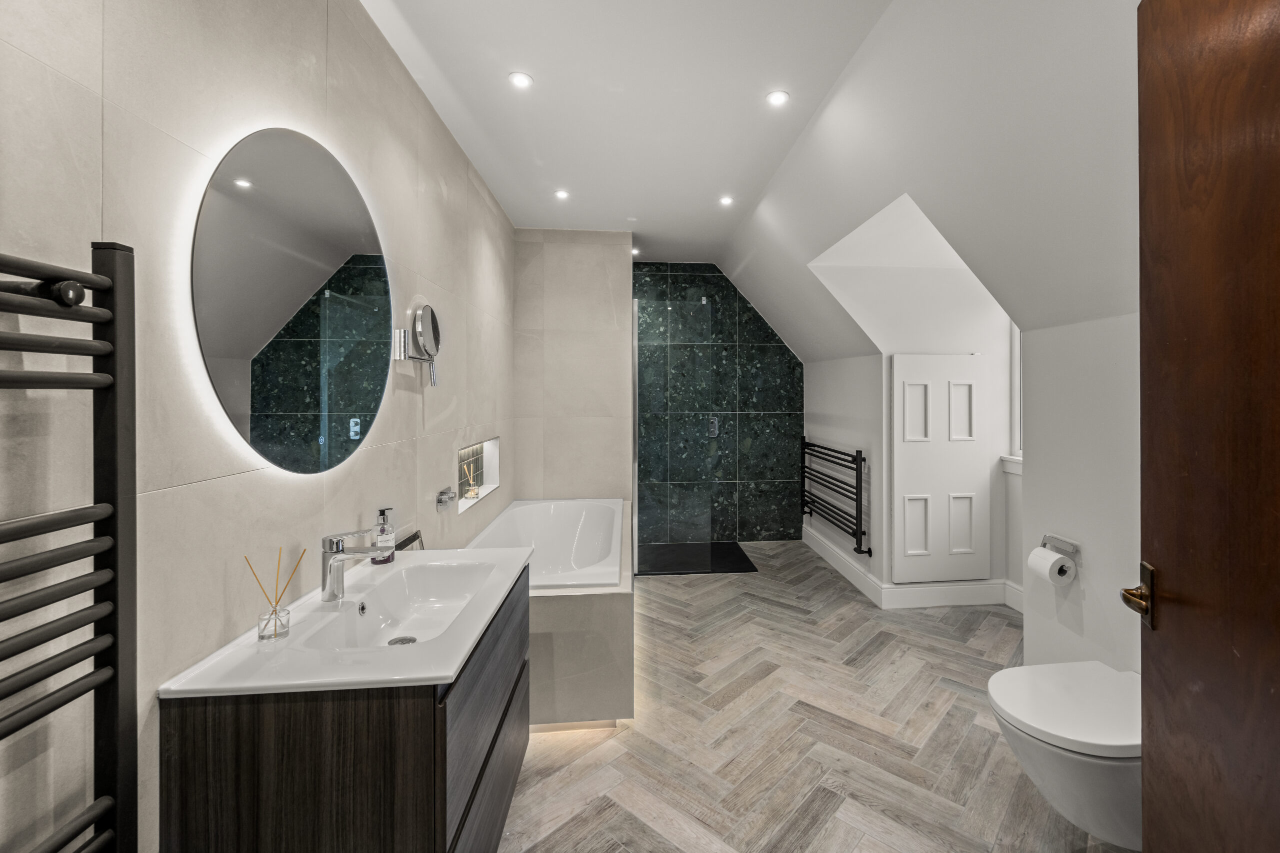 Wide Angled Imagery of a Bathroom designed and installed by Whytes