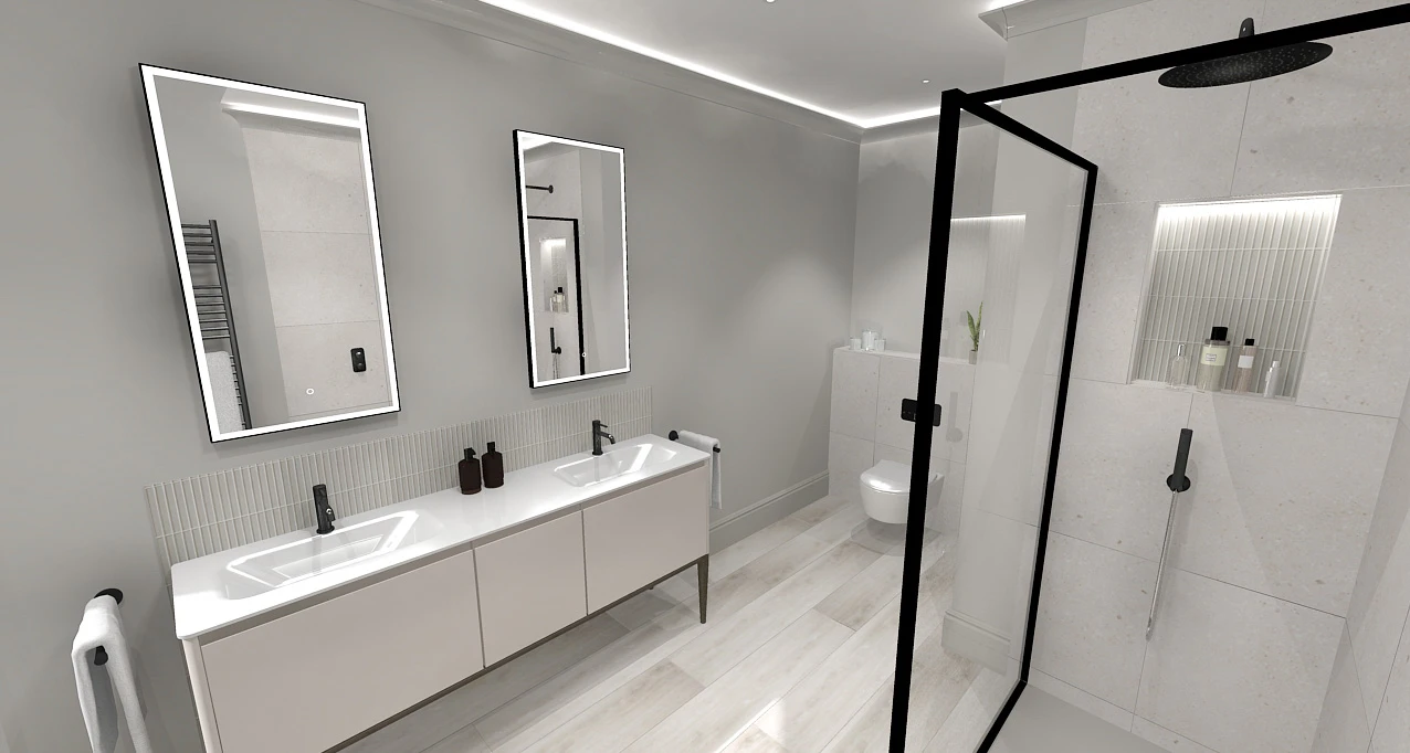 3D CAD Drawing of a Master Ensuite from Whytes